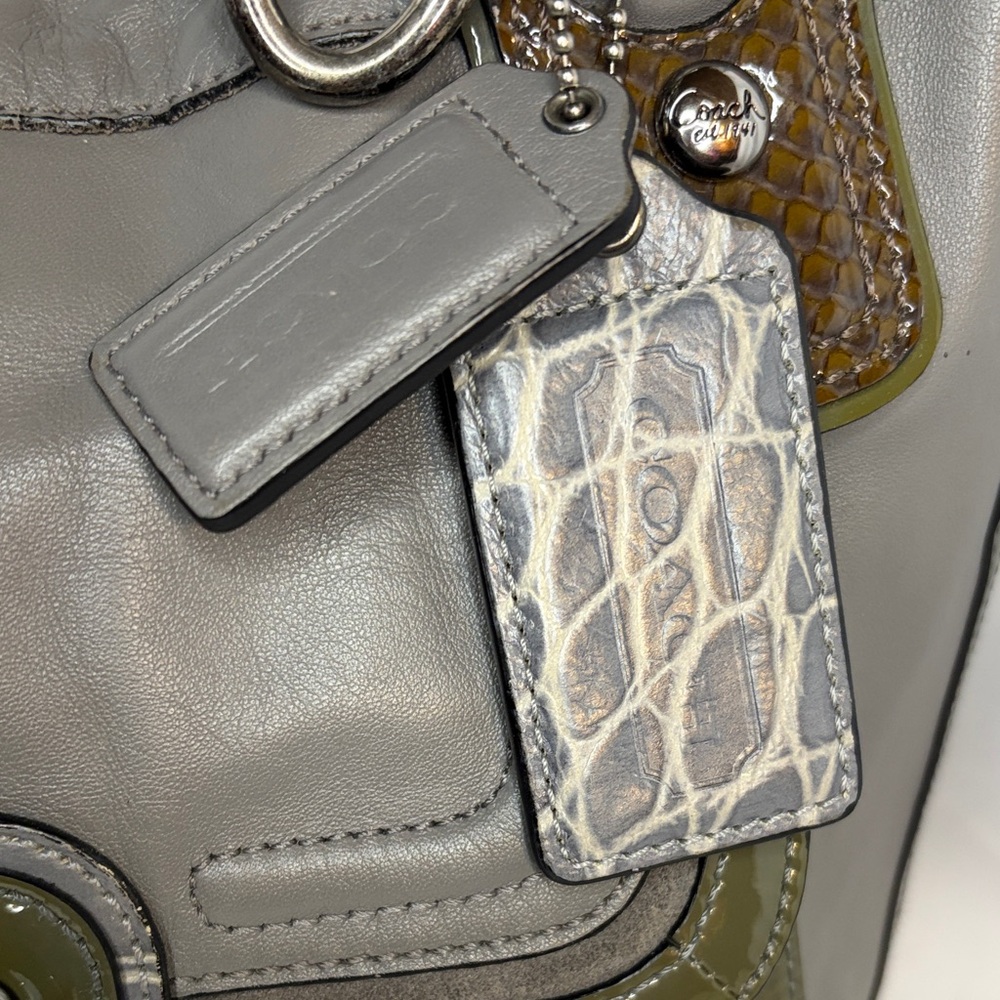 Coach Two-Tone Gray and Olive Shoulder Bag Kristen elevated shoulder - Picture 2 of 8